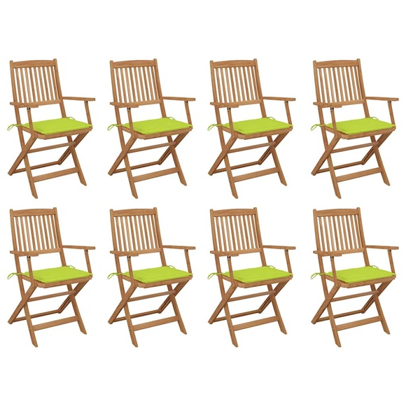 vidaXL Klappbare Gartenstühle mit Kissen 8 Stk. Massivholz Akazie