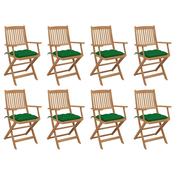 vidaXL Klappbare Gartenstühle mit Kissen 8 Stk. Massivholz Akazie