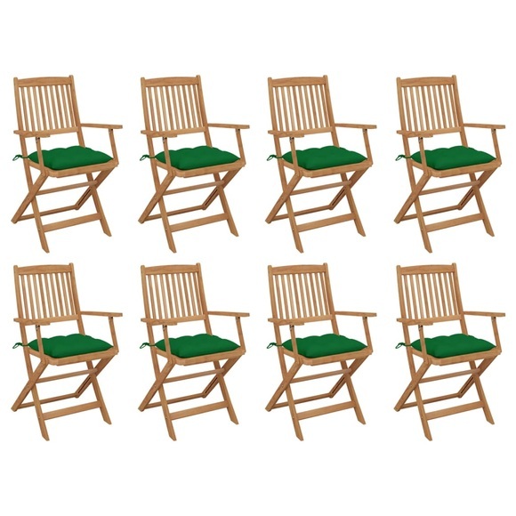 vidaXL Klappbare Gartenstühle mit Kissen 8 Stk. Massivholz Akazie