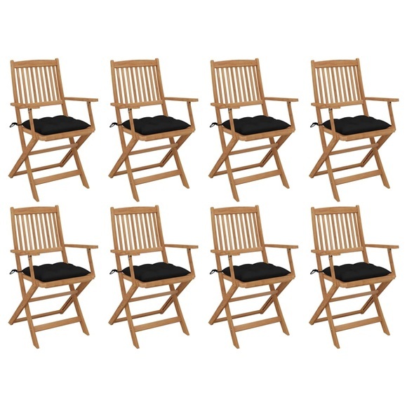 vidaXL Klappbare Gartenstühle mit Kissen 8 Stk. Massivholz Akazie