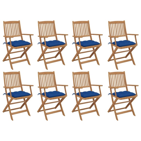 vidaXL Klappbare Gartenstühle mit Kissen 8 Stk. Massivholz Akazie