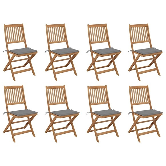 vidaXL Klappbare Gartenstühle mit Kissen 8 Stk. Massivholz Akazie
