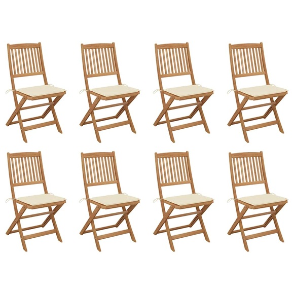vidaXL Klappbare Gartenstühle mit Kissen 8 Stk. Massivholz Akazie