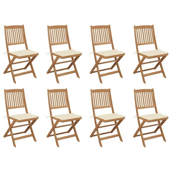 vidaXL Klappbare Gartenstühle mit Kissen 8 Stk. Massivholz Akazie