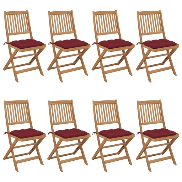 vidaXL Klappbare Gartenstühle 8 Stk. mit Kissen Massivholz Akazie