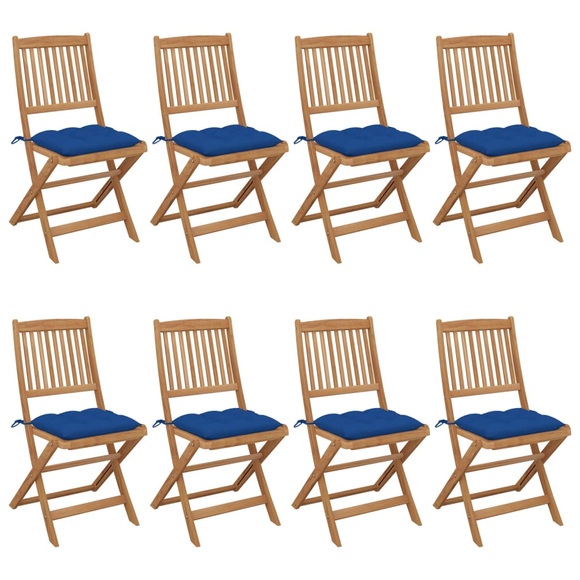 vidaXL Klappbare Gartenstühle 8 Stk. mit Kissen Massivholz Akazie