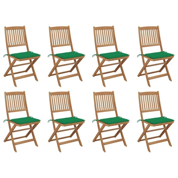 vidaXL Klappbare Gartenstühle mit Kissen 8 Stk. Massivholz Akazie