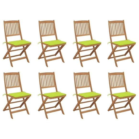 vidaXL Klappbare Gartenstühle mit Kissen 8 Stk. Massivholz Akazie