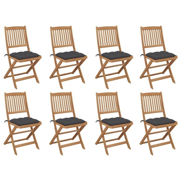 vidaXL Klappbare Gartenstühle mit Kissen 8 Stk. Massivholz Akazie