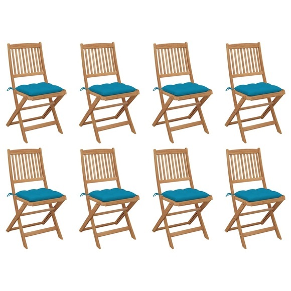 vidaXL Klappbare Gartenstühle mit Kissen 8 Stk. Massivholz Akazie