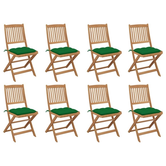 vidaXL Klappbare Gartenstühle mit Kissen 8 Stk. Massivholz Akazie