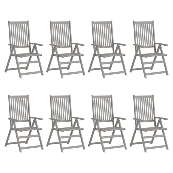 vidaXL Verstellbare Gartenstühle 8 Stk. Grau Massivholz Akazie