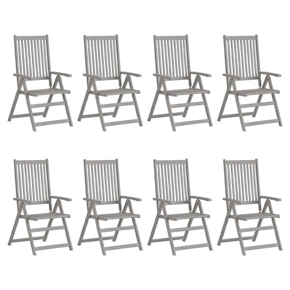 vidaXL Verstellbare Gartenstühle 8 Stk. Grau Massivholz Akazie