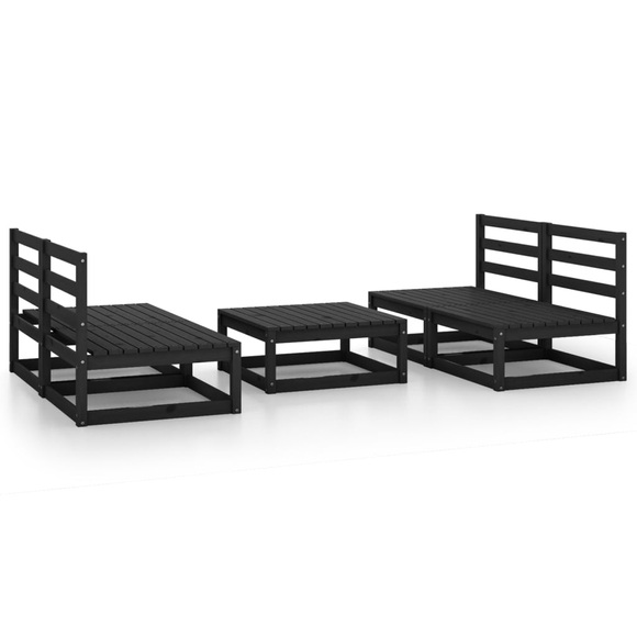 vidaXL 5-tlg. Garten-Lounge-Set Schwarz Massivholz Kiefer