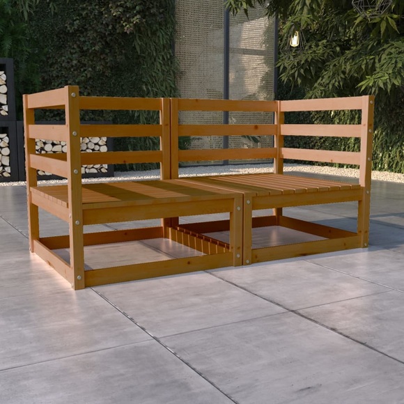 vidaXL 2-Sitzer-Gartensofa Honigbraun Massivholz Kiefer