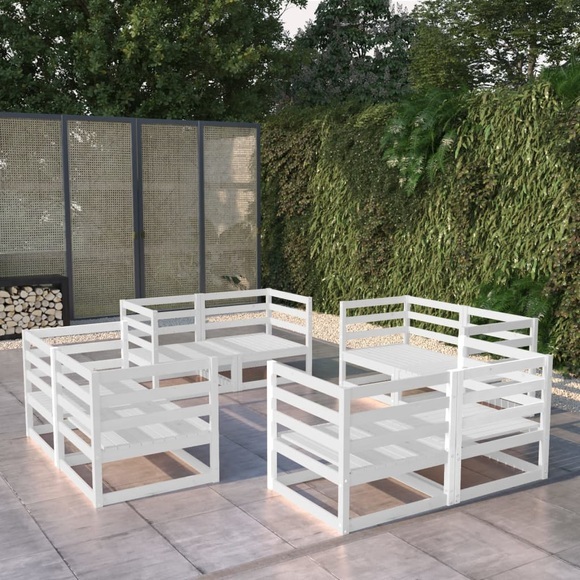 vidaXL 8-tlg. Garten-Lounge-Set Weiß Kiefer Massivholz