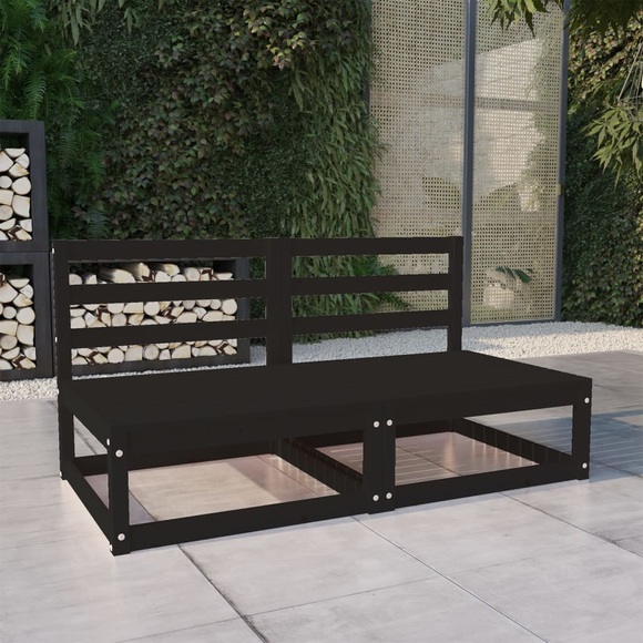 vidaXL 2-Sitzer-Gartensofa Schwarz Kiefer Massivholz
