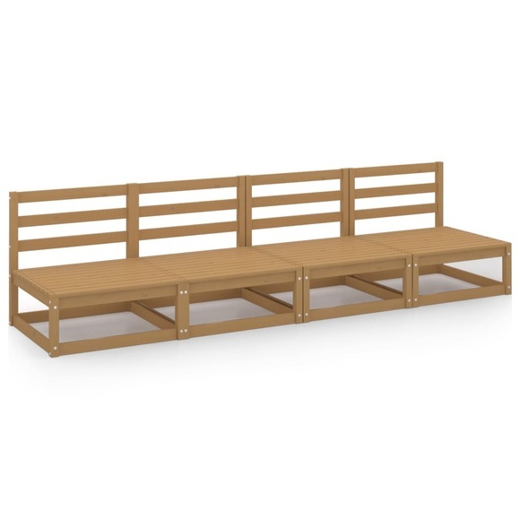 vidaXL 4-Sitzer-Gartensofa Honigbraun Massivholz Kiefer