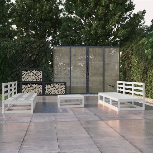vidaXL 7-tlg. Garten-Lounge-Set Weiß Kiefer Massivholz
