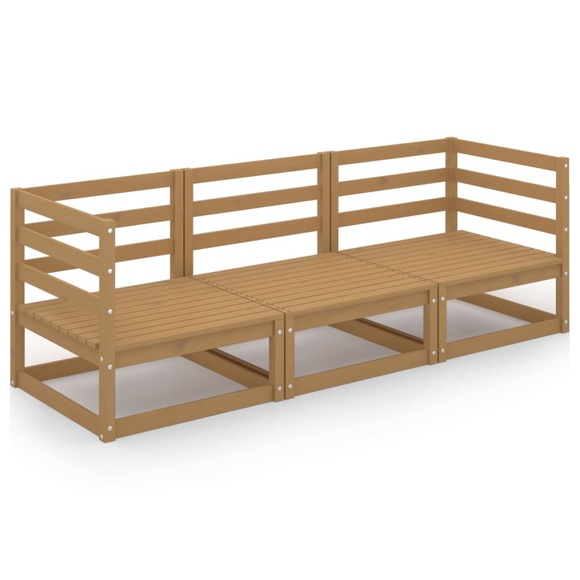 vidaXL 3-Sitzer-Gartensofa Honigbraun Massivholz Kiefer