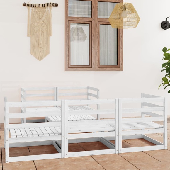 vidaXL 6-tlg. Garten-Lounge-Set Weiß Kiefer Massivholz