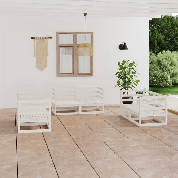vidaXL 6-tlg. Garten-Lounge-Set Weiß Kiefer Massivholz