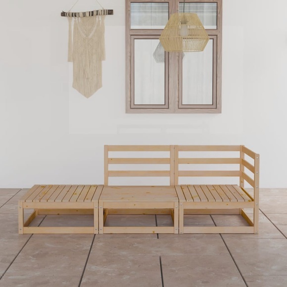 vidaXL 3-tlg. Garten-Lounge-Set Kiefer Massivholz