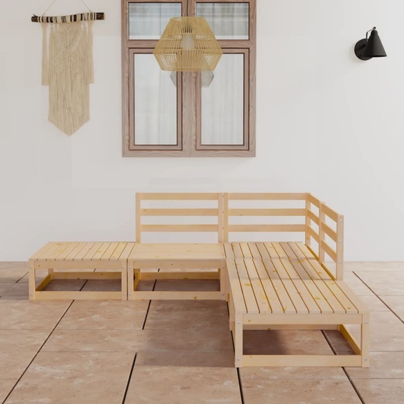 vidaXL 5-tlg. Garten-Lounge-Set Kiefer Massivholz