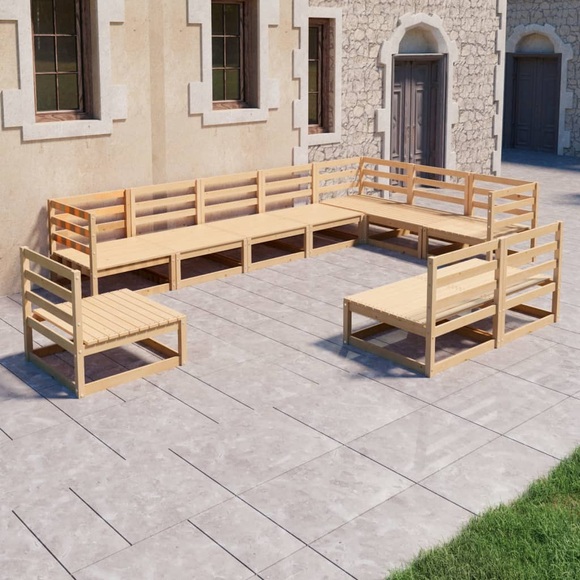 vidaXL 10-tlg. Garten-Lounge-Set Massivholz Kiefer