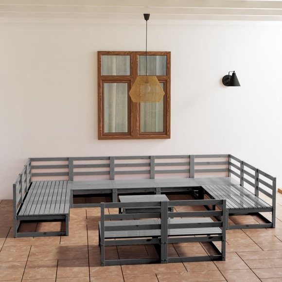 vidaXL 12-tlg. Garten-Lounge-Set Kiefer Massivholz