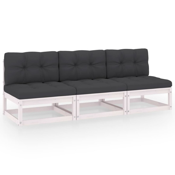 vidaXL 3-Sitzer-Sofa mit Kissen Massivholz Kiefer
