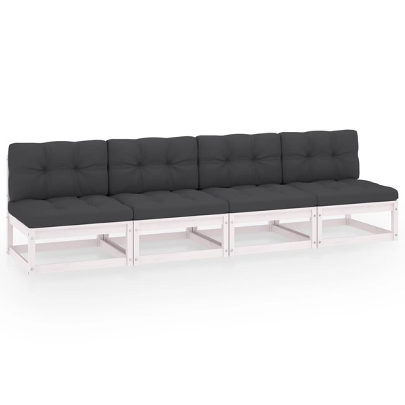 vidaXL 4-Sitzer-Gartensofa mit Kissen Massivholz Kiefer