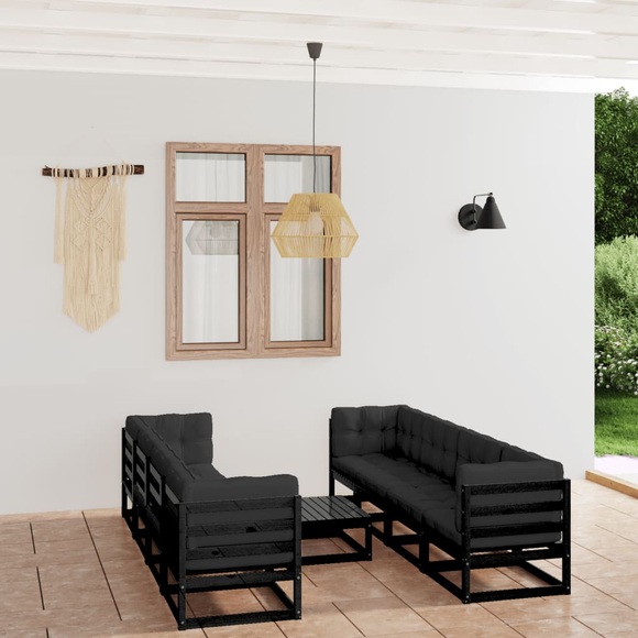 vidaXL 9-tlg. Garten-Lounge-Set mit Kissen Massivholz Kiefer