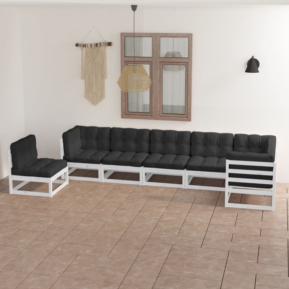 vidaXL 7-tlg. Garten-Lounge-Set mit Kissen Kiefer Massivholz