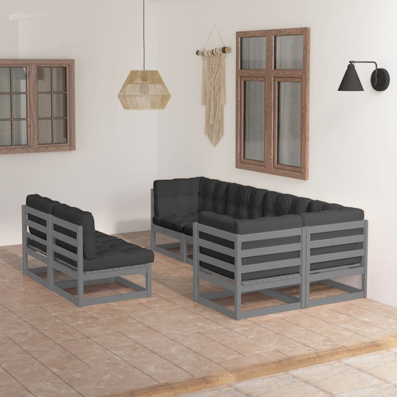 vidaXL 7-tlg. Garten-Lounge-Set mit Kissen Kiefer Massivholz