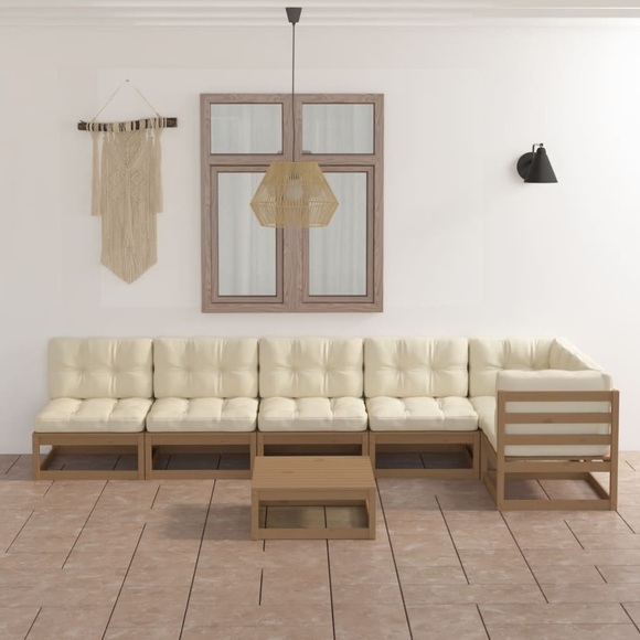 vidaXL 7-tlg. Garten-Lounge-Set mit Kissen Kiefer Massivholz