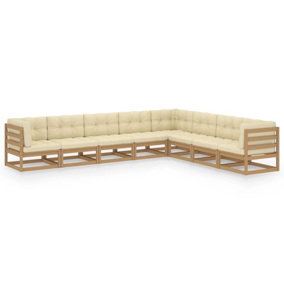 vidaXL 8-tlg. Garten-Lounge-Set Kissen Honigbraun Kiefer Massivholz