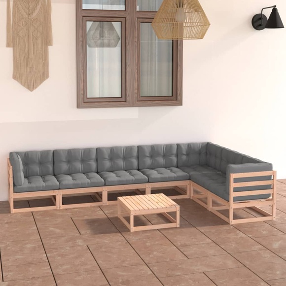 vidaXL 8-tlg. Garten-Lounge-Set mit Kissen Massivholz Kiefer