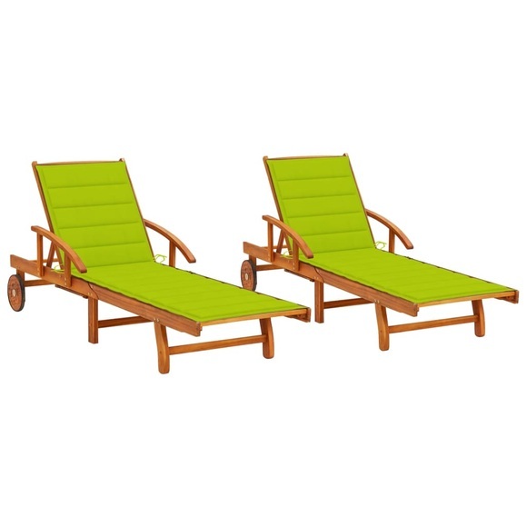 vidaXL Sonnenliegen 2 Stk. mit Auflagen Massivholz Akazie