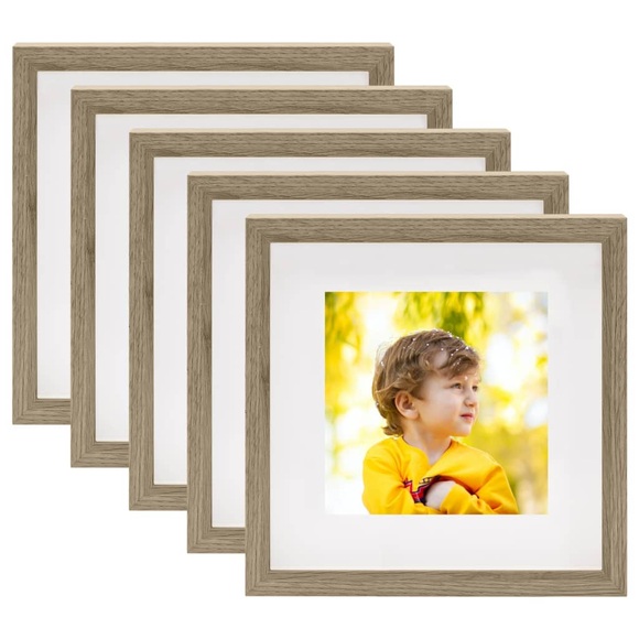 vidaXL 3D-Box-Bilderrahmen 5Stk. Dunkles Holz 28x28cm für 20x20cm Bild