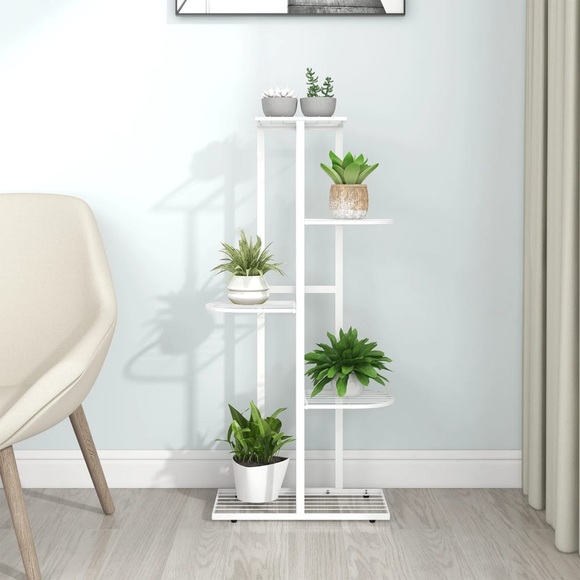 vidaXL Blumenständer 5-Etagen 43x22x98 cm Weiß Metall