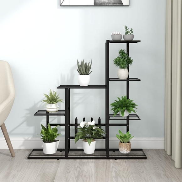 vidaXL Blumenständer 94,5x25x88 cm Schwarz Metall