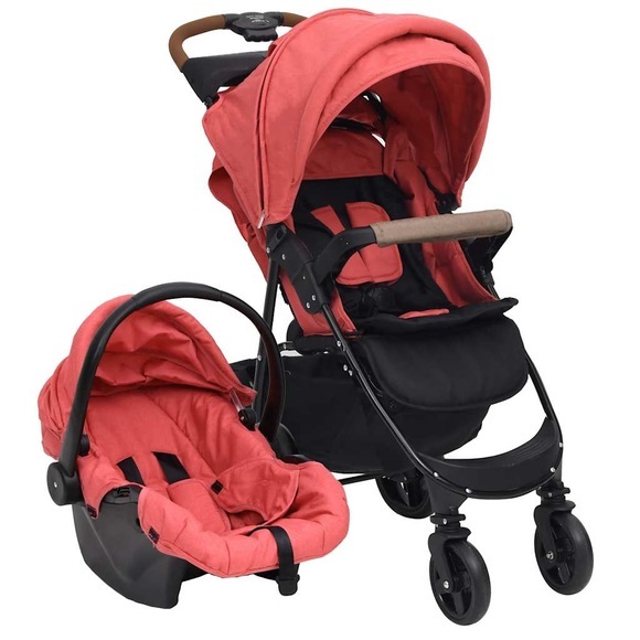 vidaXL 3-in-1 Kinderwagen Rot Stahl