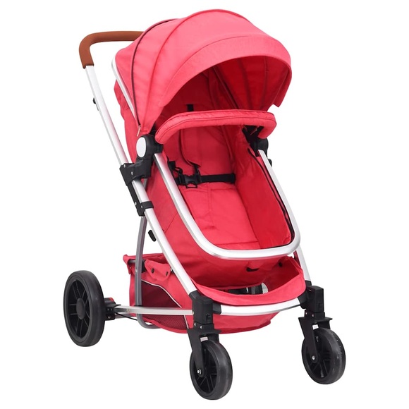 vidaXL 2-in-1-Kinderwagen Rot Aluminium
