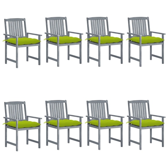 vidaXL Gartenstühle mit Kissen 8 Stk. Massivholz Akazie Grau