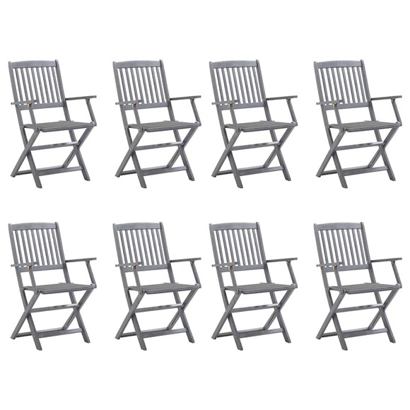 vidaXL Klappbare Gartenstühle 8 Stk. mit Kissen Massivholz Akazie
