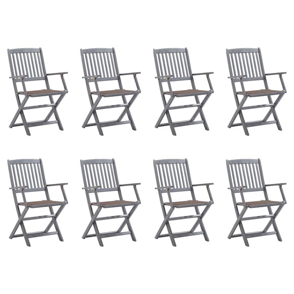 vidaXL Klappbare Gartenstühle 8 Stk. mit Kissen Massivholz Akazie