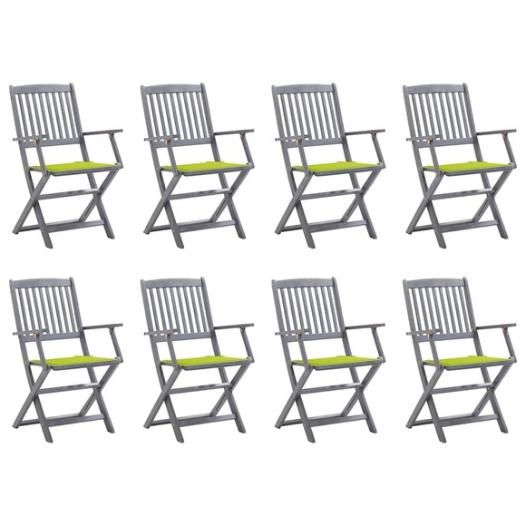vidaXL Klappbare Gartenstühle 8 Stk. mit Kissen Massivholz Akazie