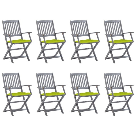 vidaXL Klappbare Gartenstühle 8 Stk. mit Kissen Massivholz Akazie