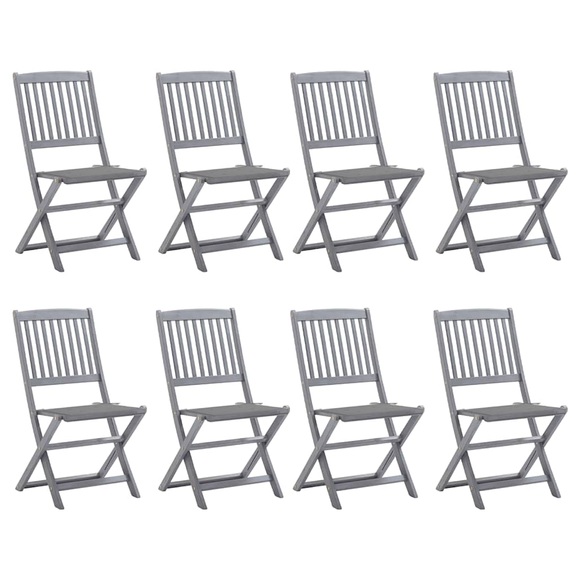 vidaXL Klappbare Gartenstühle 8 Stk. mit Kissen Massivholz Akazie